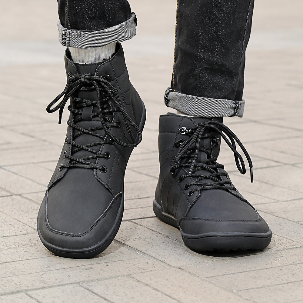 Back view of women's water-resistant boots with ankle support