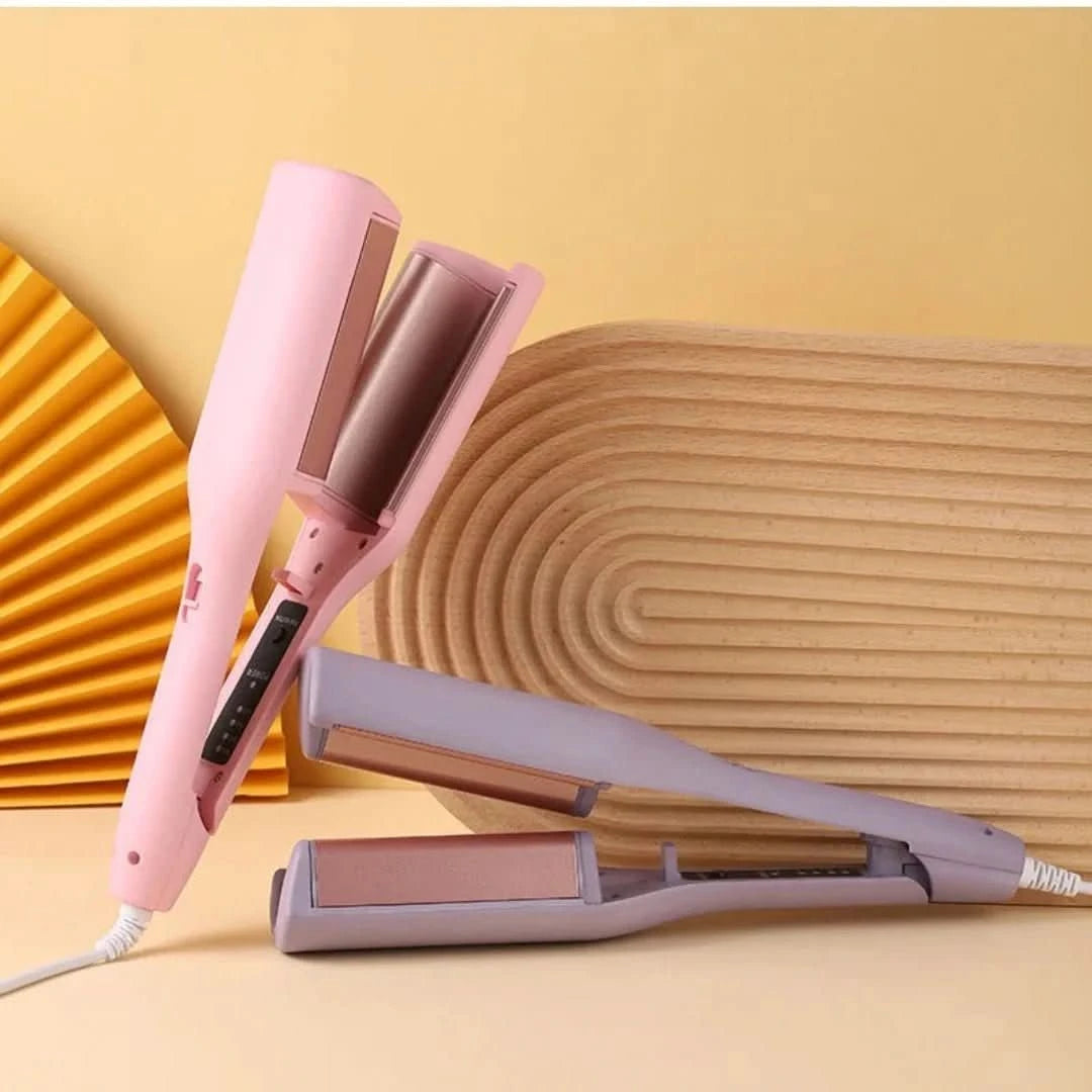 Professional purple and pink hair curling wand for beach waves styling
