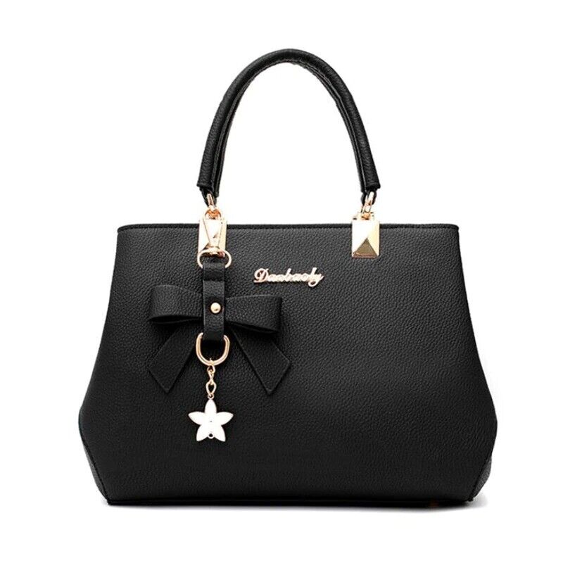 Chic women's shoulder bag with stylish bow accessory and gold hardware