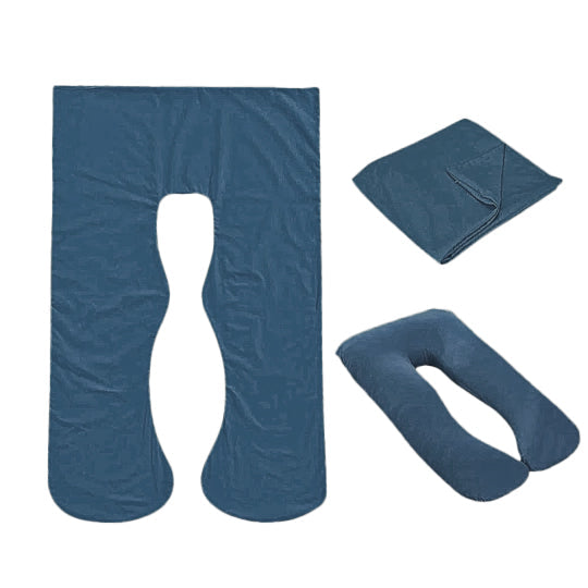 Full body pillow protector shown during pillow insertion