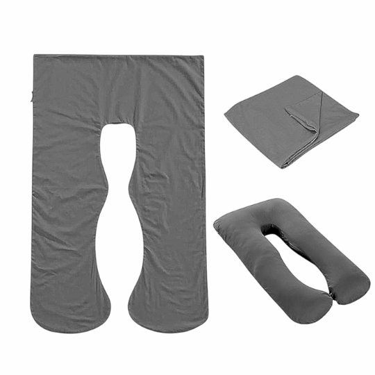 Comfortable unisex body pillow cover in neutral Granville design