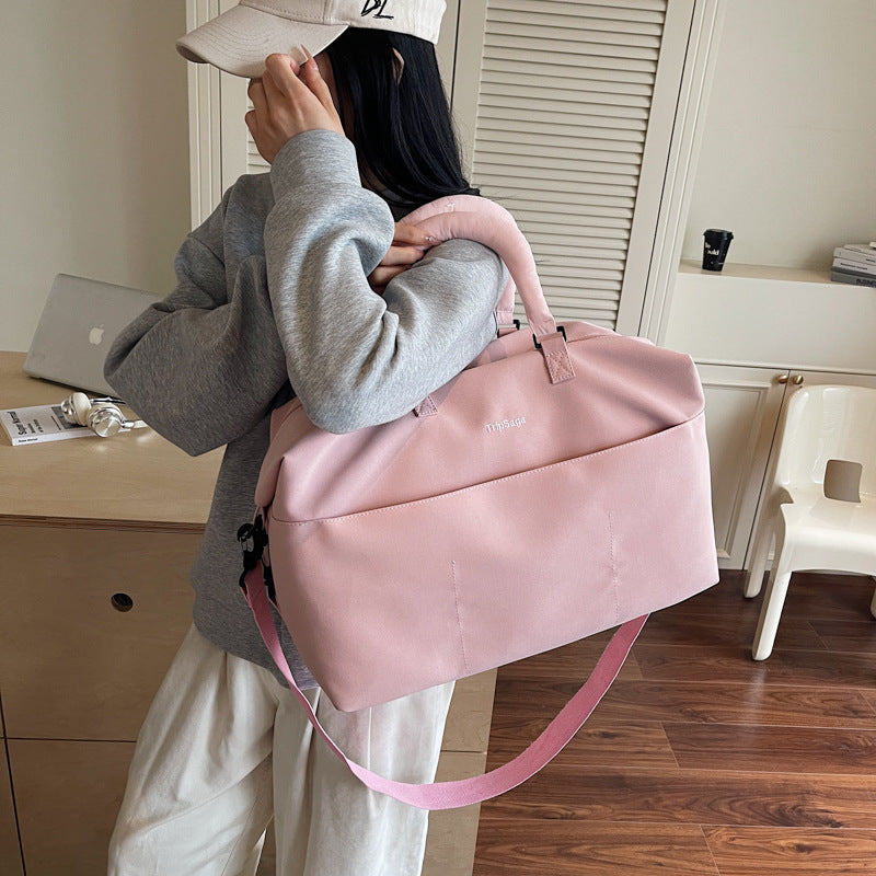 Travel bag packed for a trip demonstrating large capacity and organized pockets