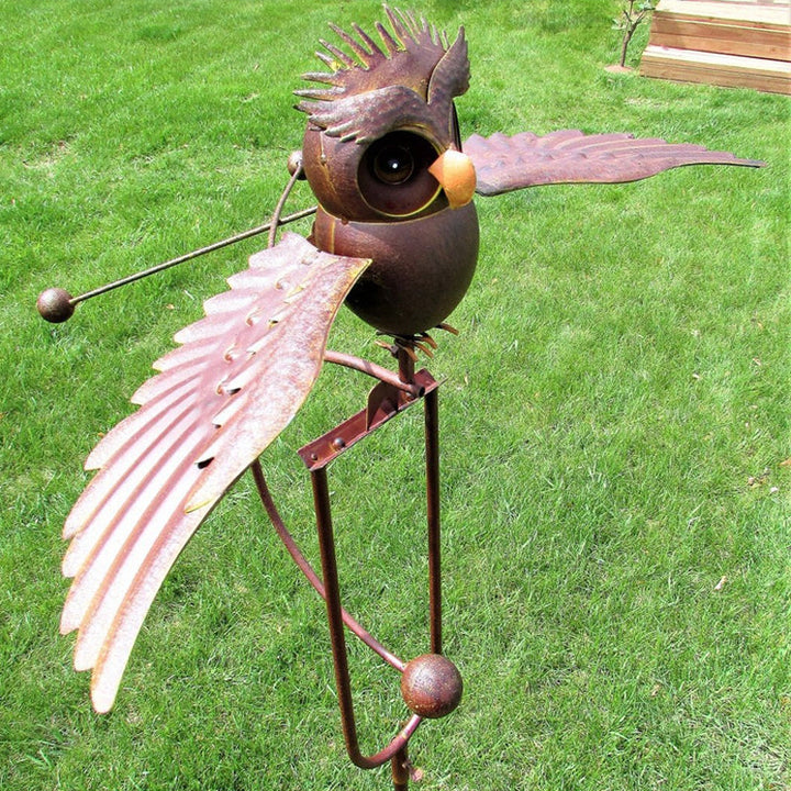 Standing owl metal garden art patio decoration outdoors