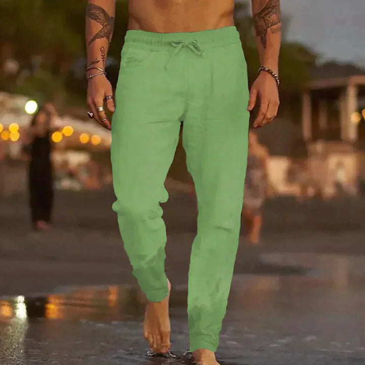 Men's fashion casual trousers styled with a casual shirt for warm days
