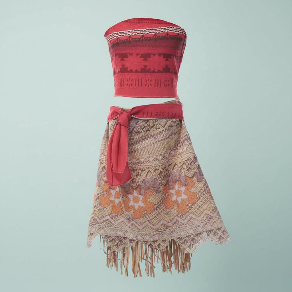 Island princess top and fringed patterned skirt set