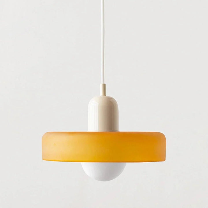 Glass pendant light with adjustable drop for kitchen island illumination