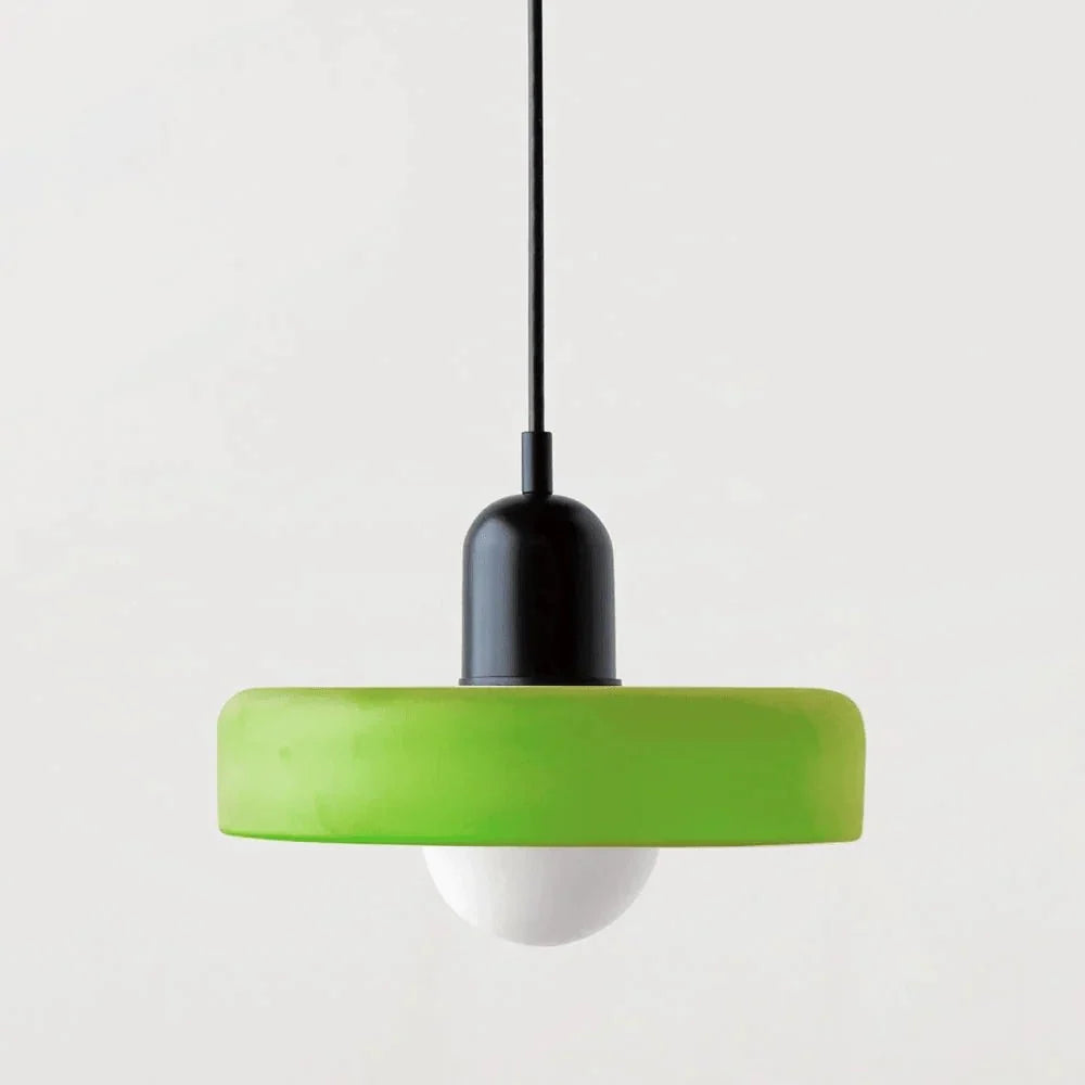 Modern ceiling light turned on in a dimly lit interior setting