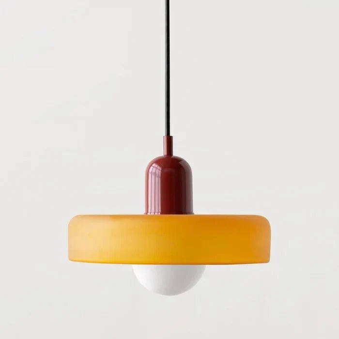 Pendant light fixture installed cleanly on a white painted ceiling