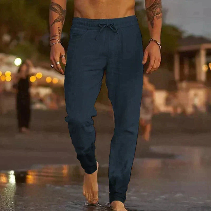 Stylish men's summer trousers featuring a comfortable elastic waistband
