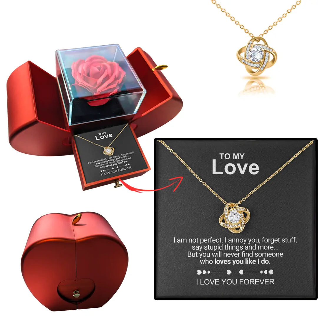 Keepsake preserved rose gift set displayed open on a neutral surface