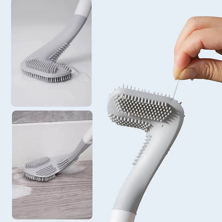 Compact silicone toilet brush with golf shape design for tight bathroom corners