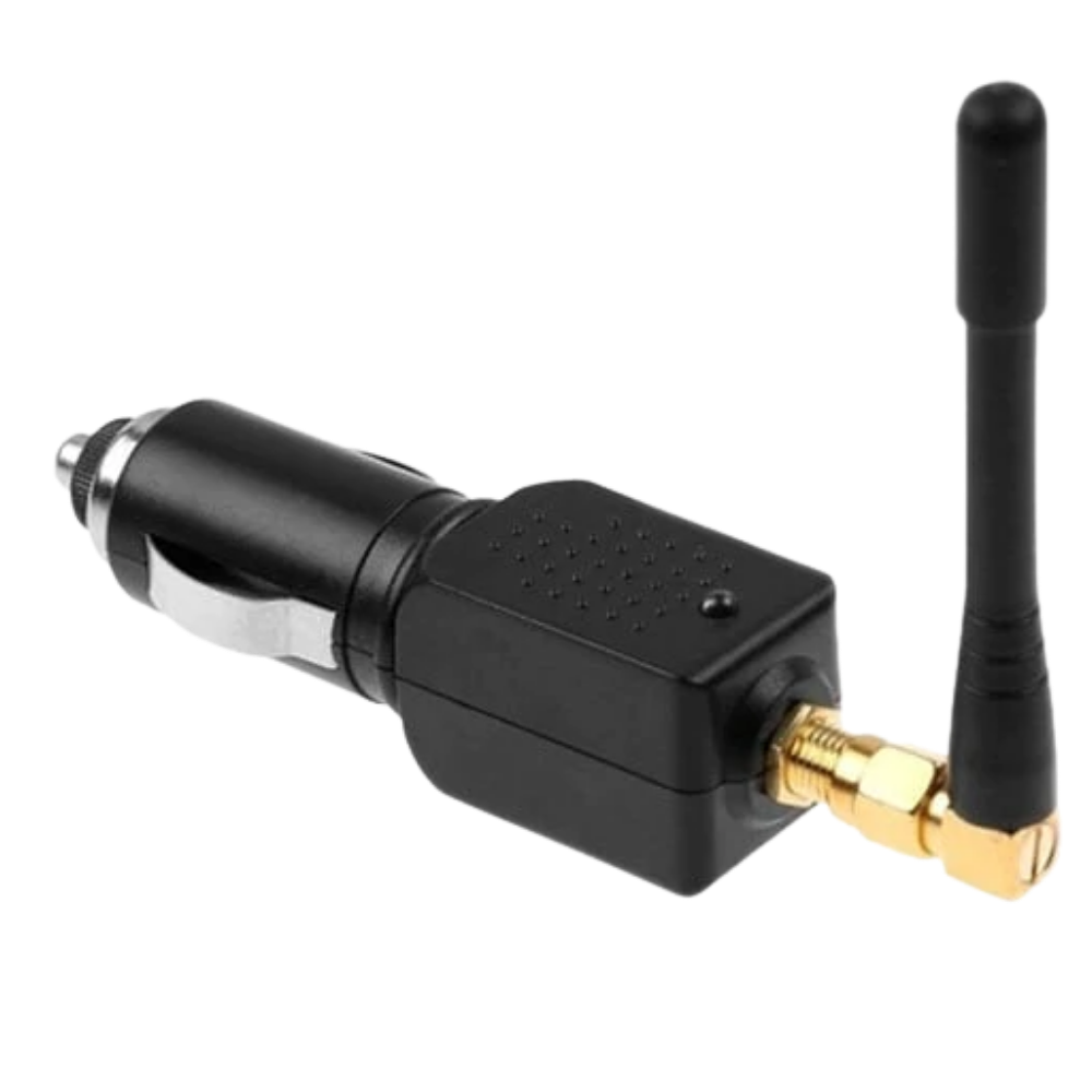 Black car cigarette lighter adapter with adjustable antenna