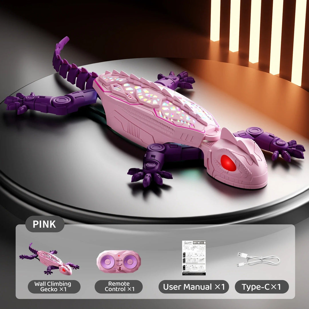 Purple RC wall climbing lizard toy with matching remote control