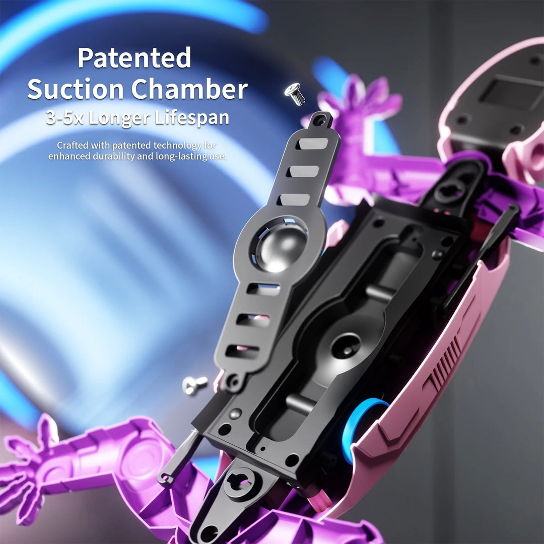 Close-up of the LED light up rc animal toy climbing on a glass wall