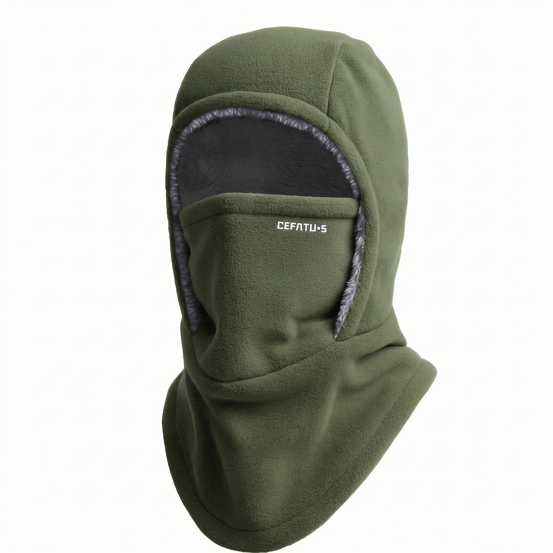 Complete cold weather protection set featuring balaclava hat and face mask