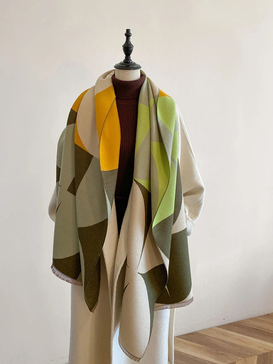 Elegant blue and black winter scarf for women warm accessory