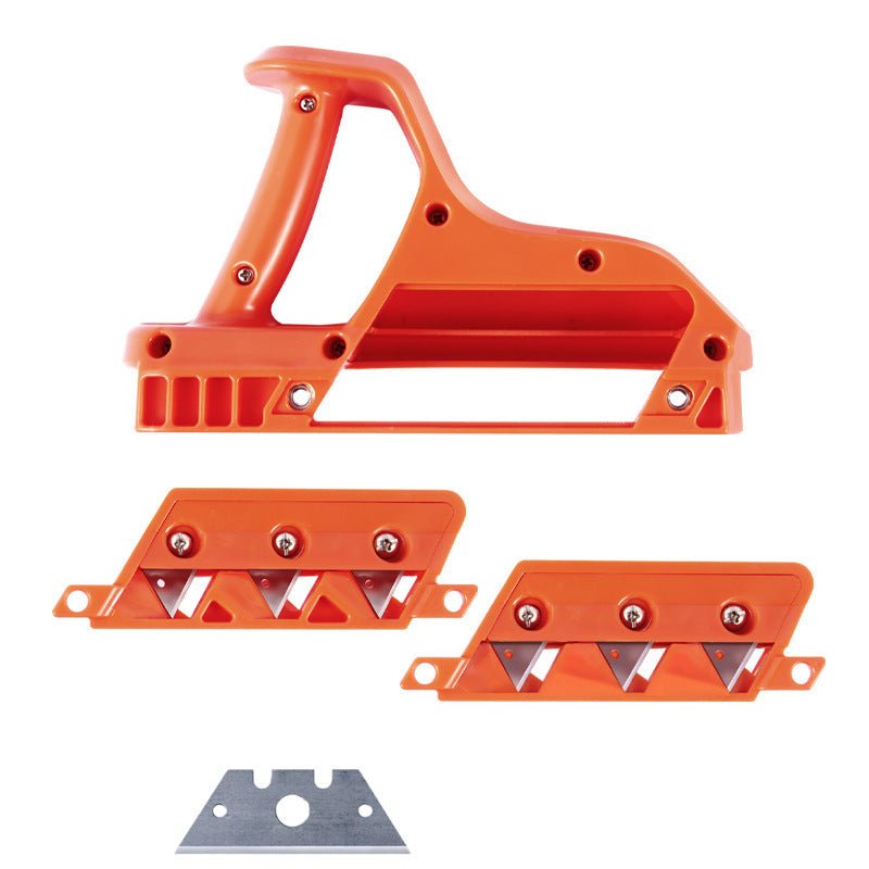 Disassembled hand planer showing the main ABS handle and separate 45 and 60 degree blade modules