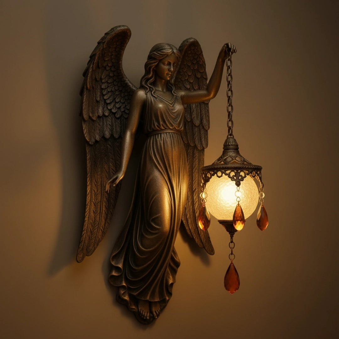 Wireless LED wall light installed as spiritual home ambiance decor