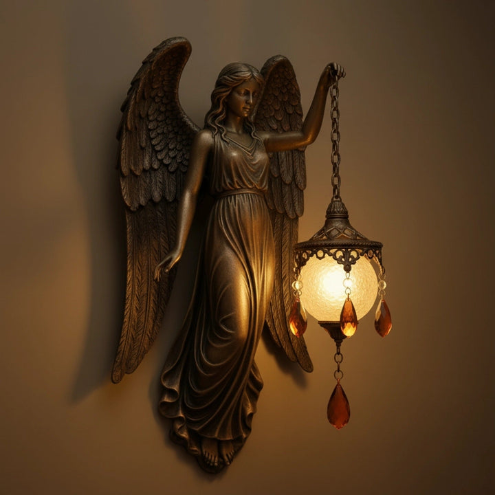 Wireless LED wall light installed as spiritual home ambiance decor