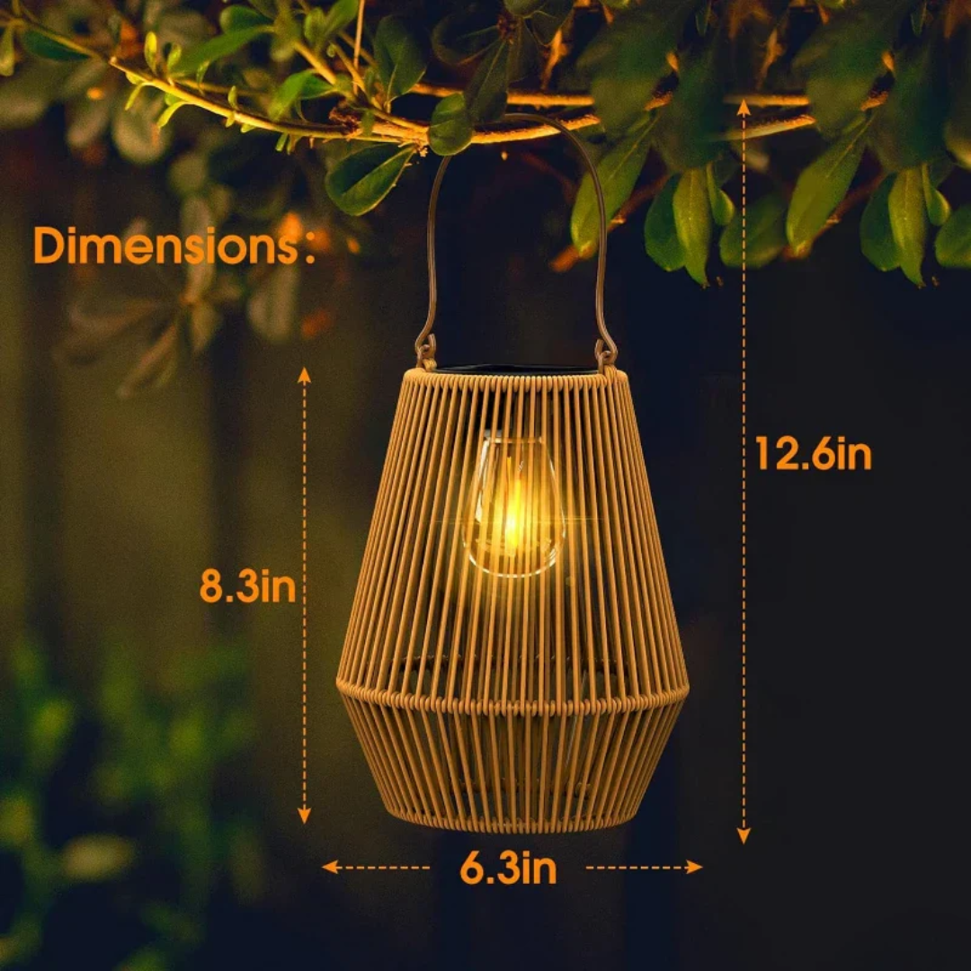 Close up of handwoven texture on the patio decor solar lamp