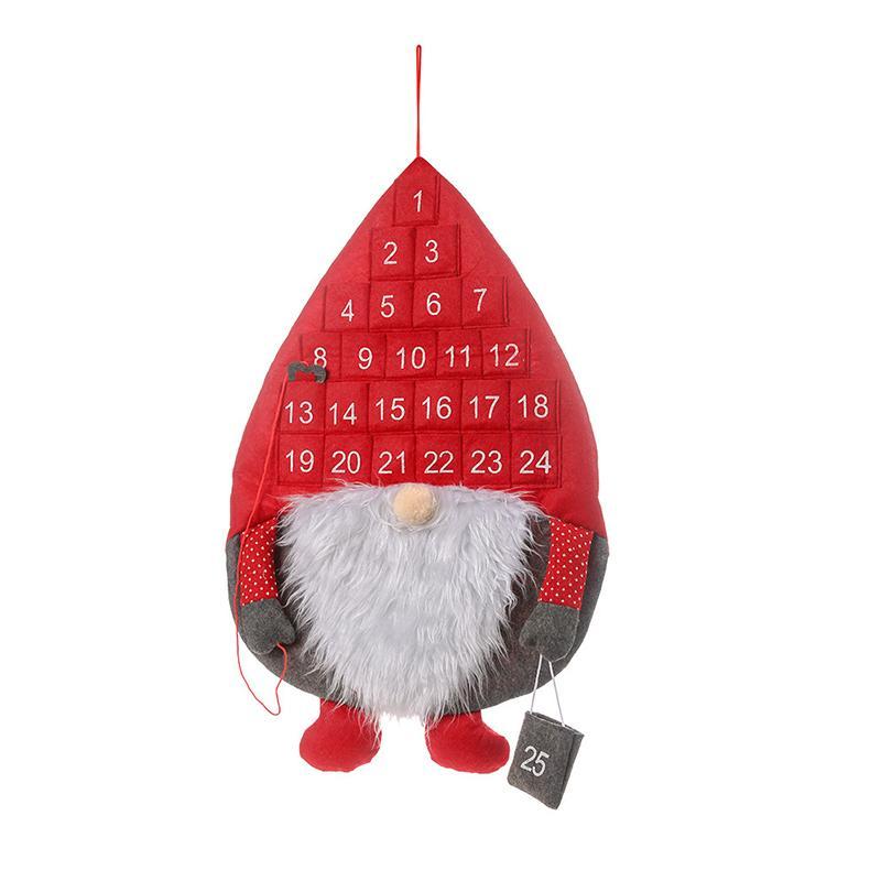 Hanging red Santa Christmas countdown advent calendar with numbered pockets