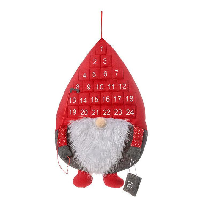 Hanging red Santa Christmas countdown advent calendar with numbered pockets