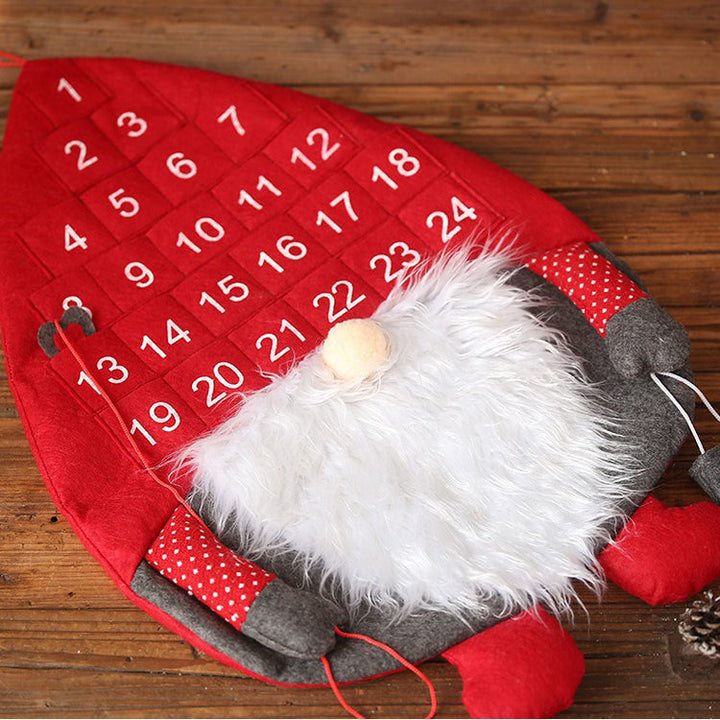 Stylized view of the holiday countdown calendar ready for hanging