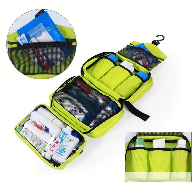 Compact portable travel organizer folded flat for easy packing in luggage.