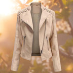 Marjorie | Women’s Blush Faux Leather Jacket