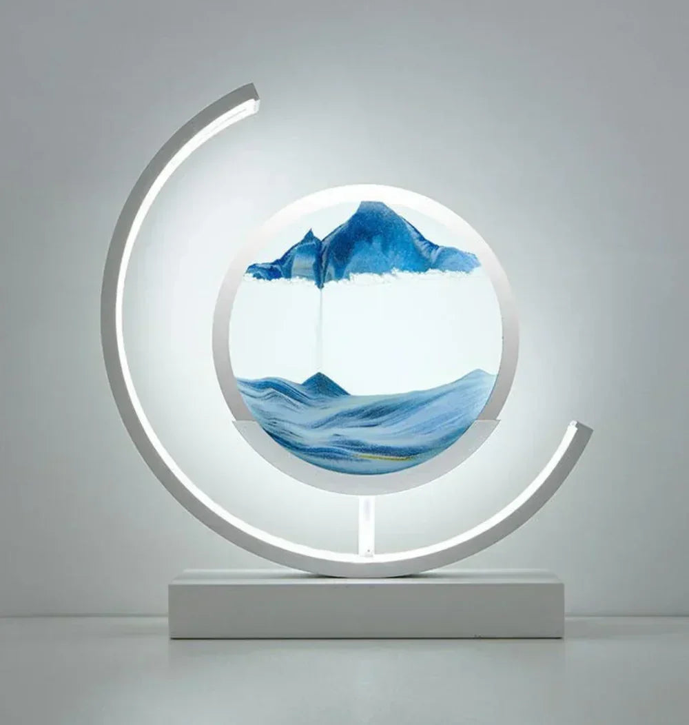 Moving sand art table lamp creating soothing ambient lighting