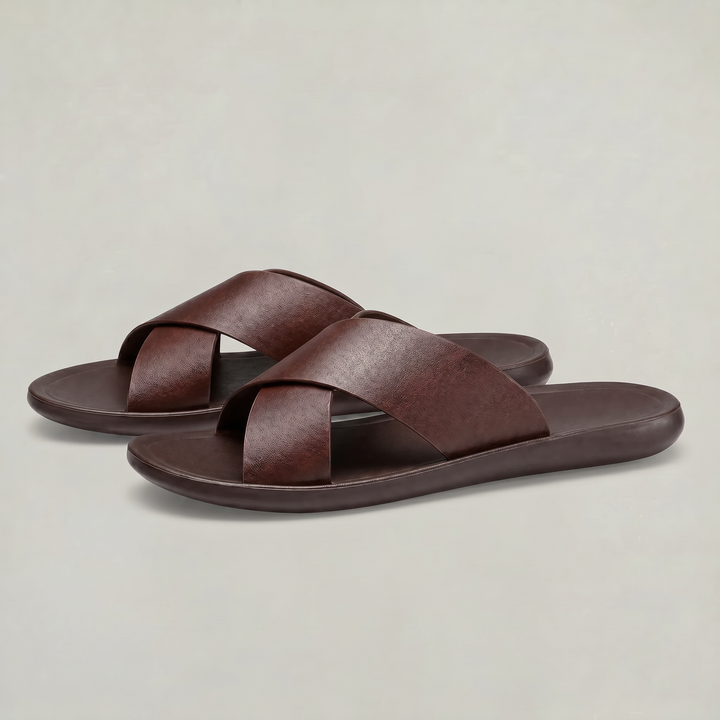 Pair of mens slip on slide sandals for everyday wear