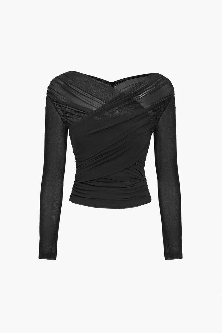 Chic fashion women's top with stylish ruched texture