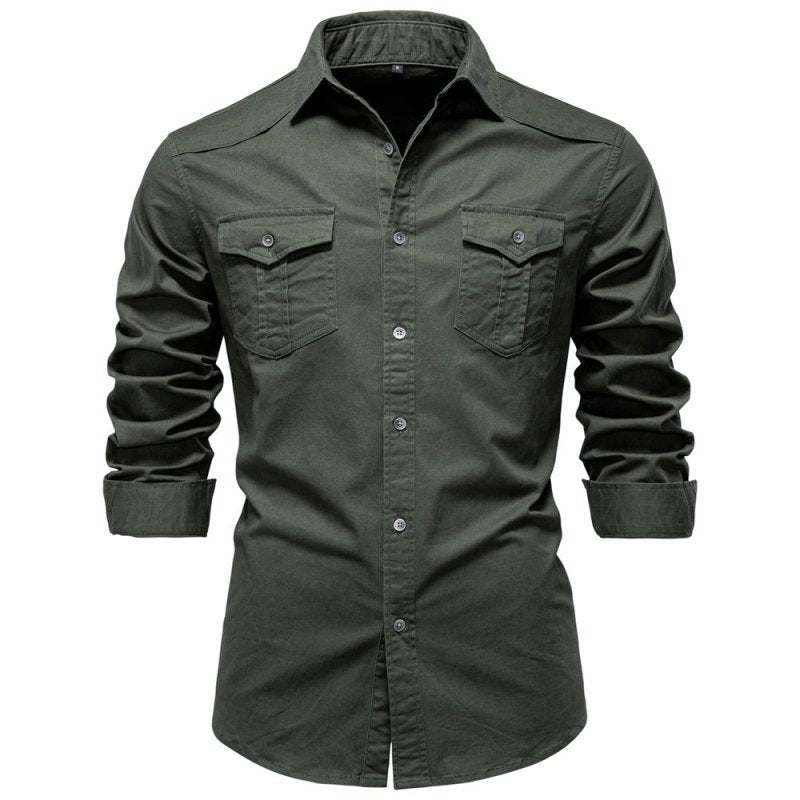 Interior label and stitching quality of the men's utility shirt