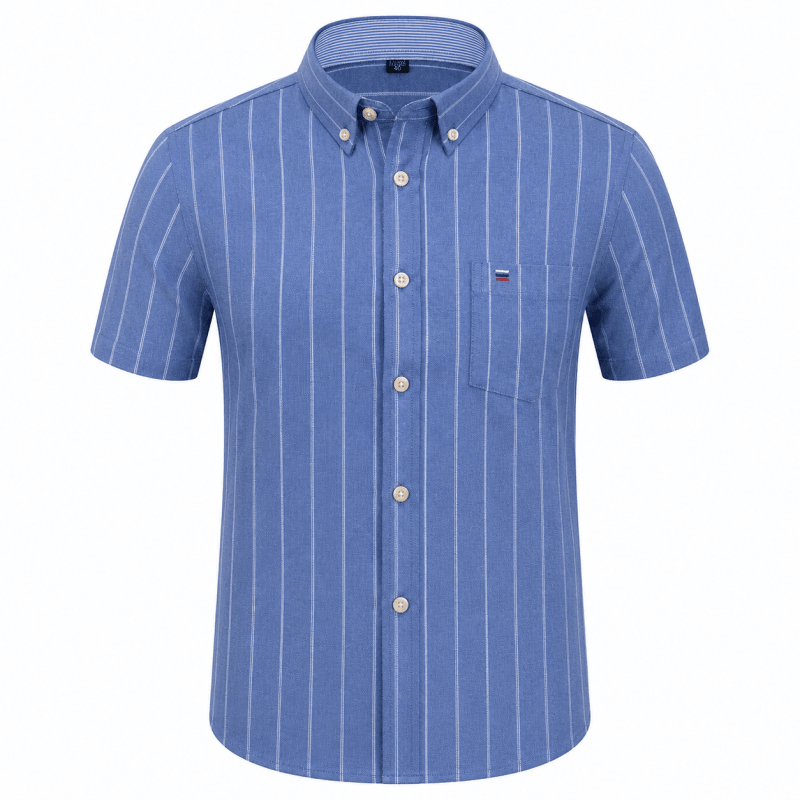 Sleeve hem and arm opening detail on men's short sleeve button down