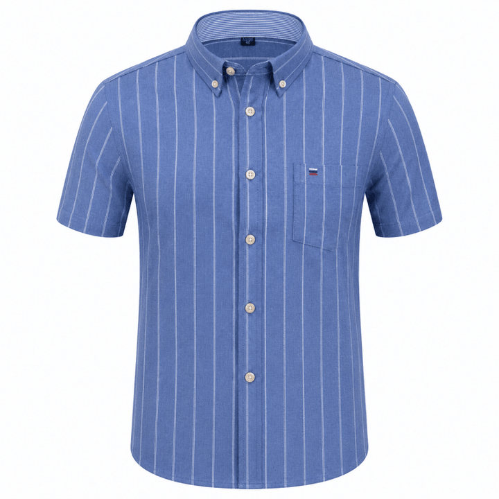 Sleeve hem and arm opening detail on men's short sleeve button down