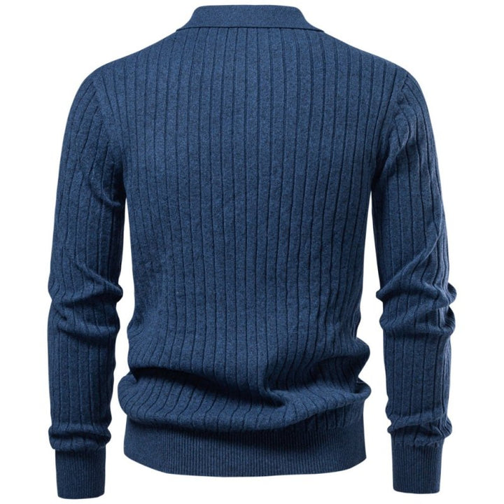 Men's casual wear polo shirt folded to show quality cable knit construction