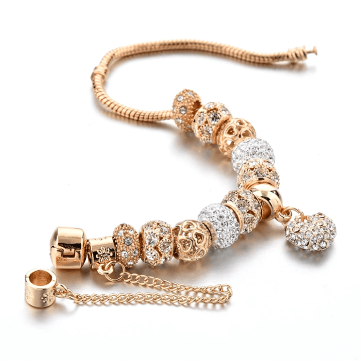 Elegant crystal heart charm bracelet for women fashion jewelry