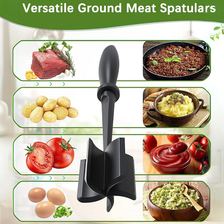 Close-up view of the blade design on a heat-resistant kitchen meat chopper
