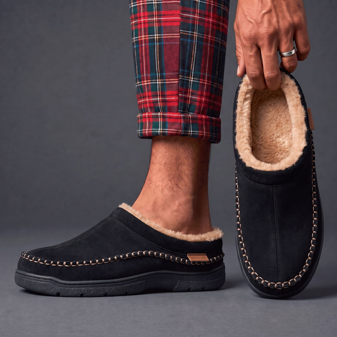 Durable indoor winter shoes for men showcasing textured bottom grip