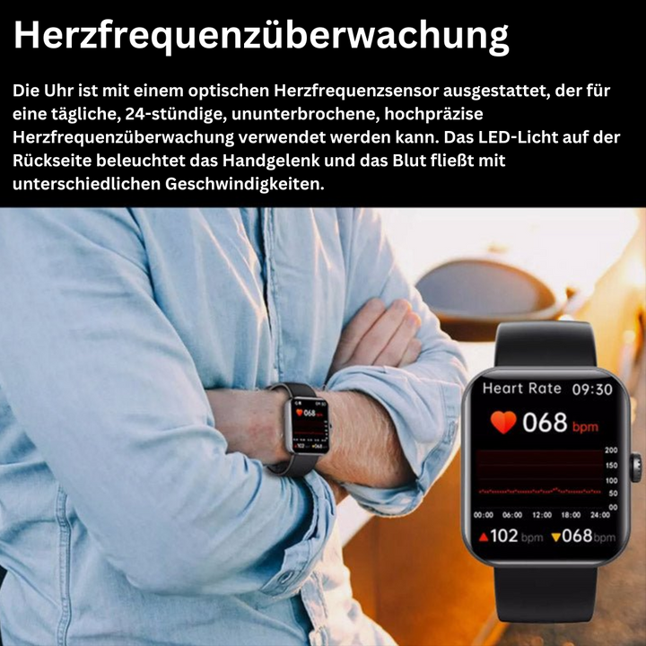 Pink non-invasive blood sugar monitoring watch angled for display view