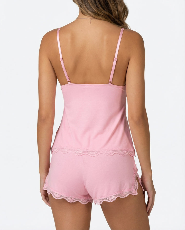 Women's midnight lace cami and shorts set, black sleepwear view