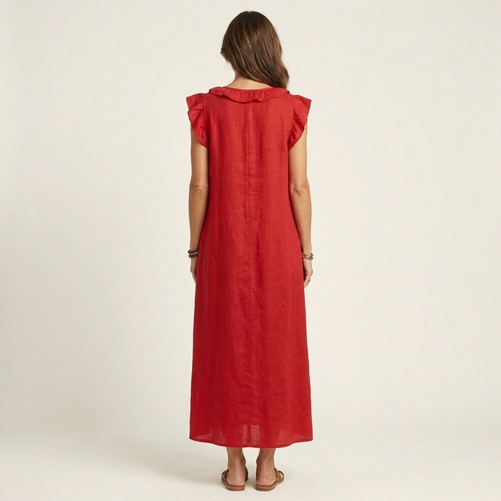 Detail view of side pockets on casual summer dress