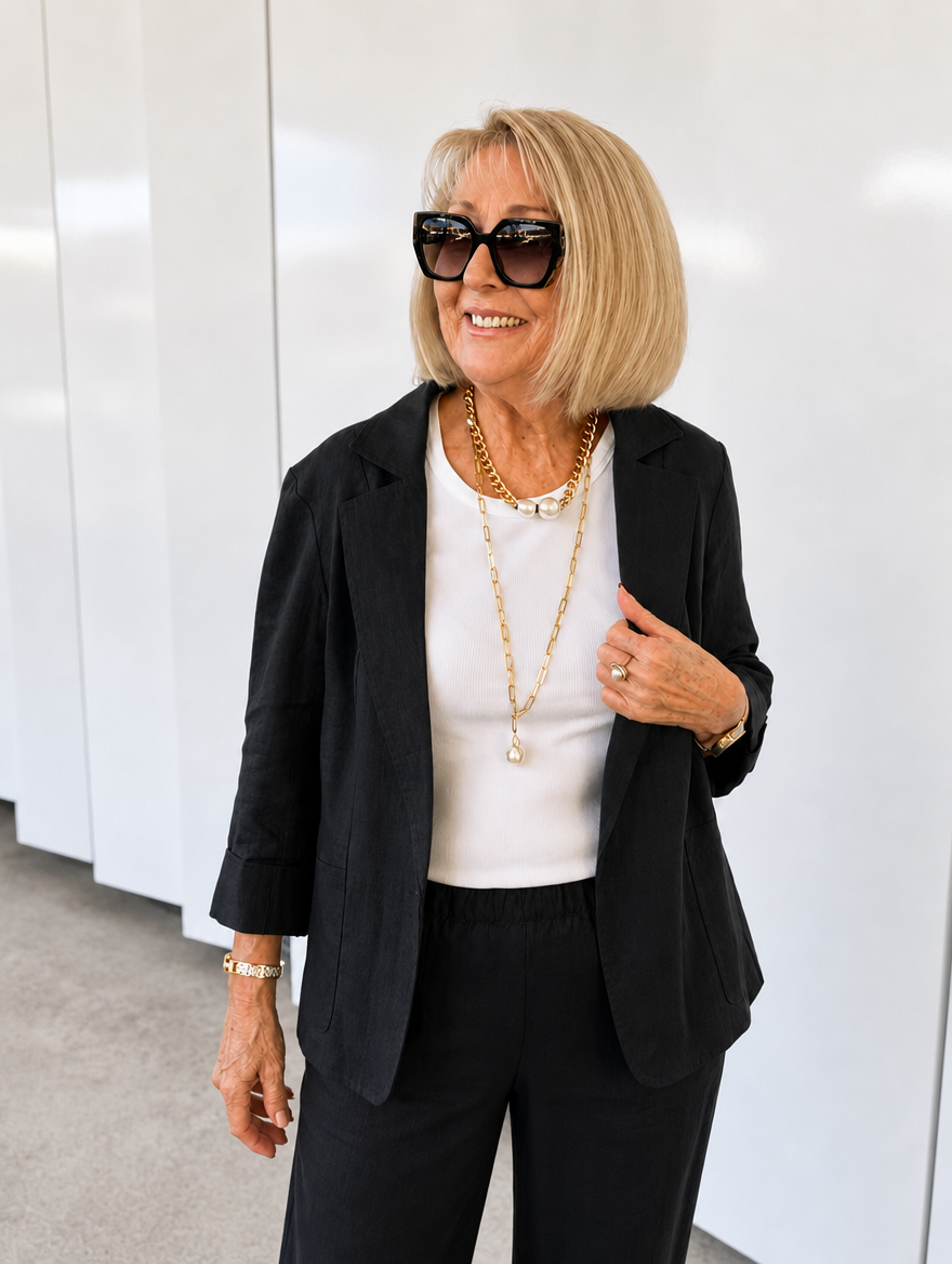 Womens slim fit blazer and pants suiting set in professional wear style