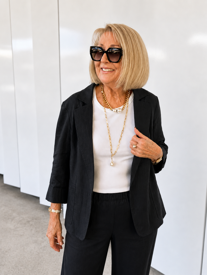 Womens slim fit blazer and pants suiting set in professional wear style