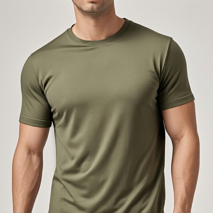 Comfortable men's basic tee crew neck short sleeve shirt back view