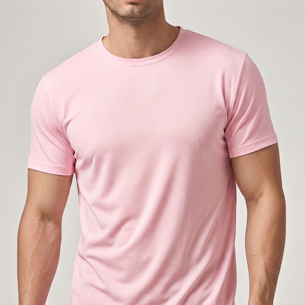 Solid color men's summer t-shirt showcasing breathable short sleeves