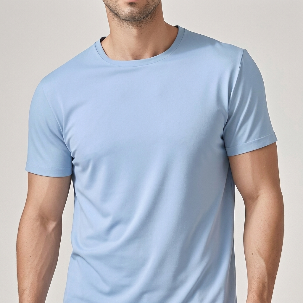 Simple crew neck men's basic tee designed for daily comfort and style