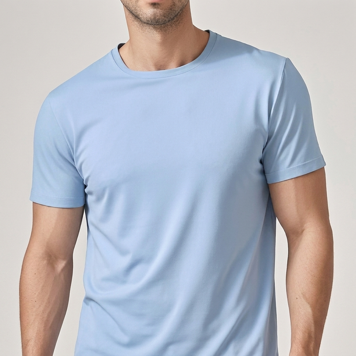 Simple crew neck men's basic tee designed for daily comfort and style