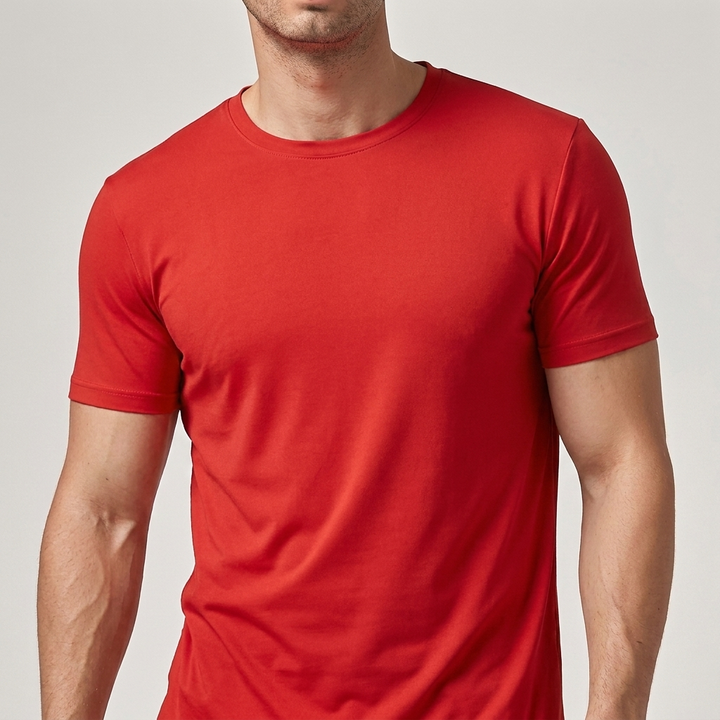 Men's solid crew neck short sleeve casual t-shirt front view in basic tee style