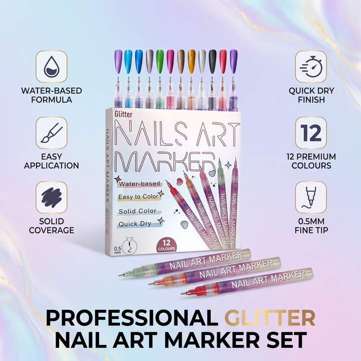 Happy child showing manicured nails created with washable art pens